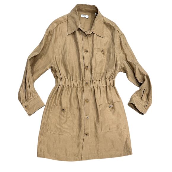 Sandro Leianna Gathered Gauze Mini Shirt Dress - Picture 5 of 9